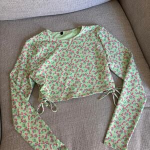 Green and pink crop top